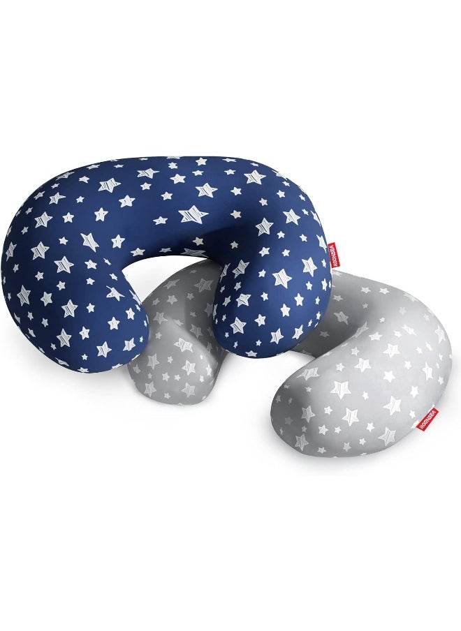 Moonsea Moonsea 2 Pack Nursing Pillow Cover Grey and Navy for Infant, Snug Fits Boppy Nursing Pillows, Breastfeeding Nursing Pillow Slipcovers Super Soft, for Breastfeeding Moms, with Star Print  - Image 1