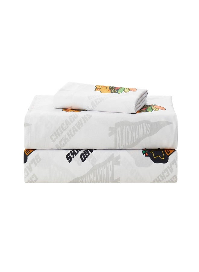 NORTHWEST Officially Licensed Chicago Blackhawks NHL Queen Size Sheet Set – Comfortable Bedding with Repeating Team Logos for Hockey Fans, Dorm & Game Day Spirit Rooms - Image 3
