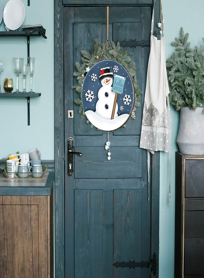 وولاين لافتة خشبية معلقة على شكل رجل ثلج شتوي من Whaline Christmas، لافتة "مرحباً بالشتاء" لتعليق الباب، ديكور باب أمامي على شكل ندفة ثلج، لافتة ترحيبية لعيد الميلاد والشتاء، مناسبة للاستخدام الداخلي والخارجي، ديكور جداري أو نافذة للمنزل الريفي - Image 5