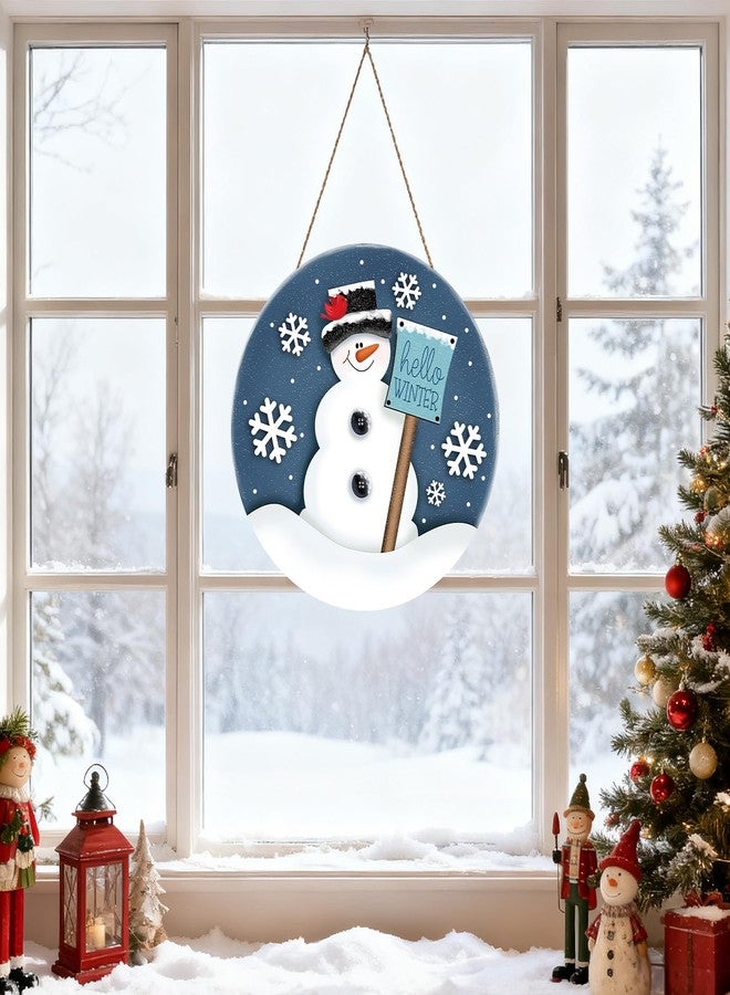 وولاين لافتة خشبية معلقة على شكل رجل ثلج شتوي من Whaline Christmas، لافتة "مرحباً بالشتاء" لتعليق الباب، ديكور باب أمامي على شكل ندفة ثلج، لافتة ترحيبية لعيد الميلاد والشتاء، مناسبة للاستخدام الداخلي والخارجي، ديكور جداري أو نافذة للمنزل الريفي - Image 4