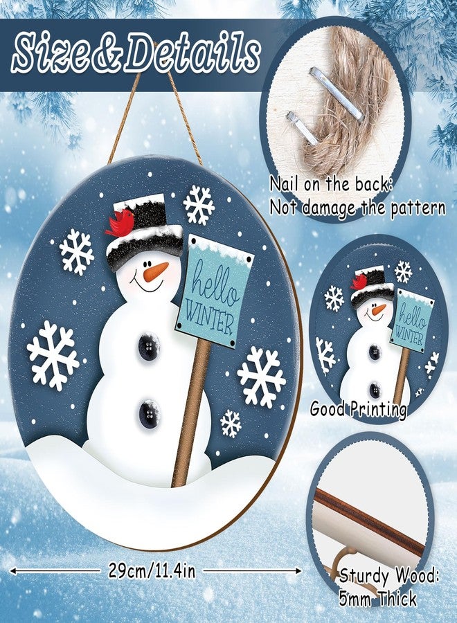 وولاين لافتة خشبية معلقة على شكل رجل ثلج شتوي من Whaline Christmas، لافتة "مرحباً بالشتاء" لتعليق الباب، ديكور باب أمامي على شكل ندفة ثلج، لافتة ترحيبية لعيد الميلاد والشتاء، مناسبة للاستخدام الداخلي والخارجي، ديكور جداري أو نافذة للمنزل الريفي - Image 2