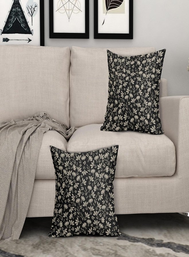 Aytipun Vintage Flower Pillow Covers 18x18 Set of 2 Rustic Cute Small Floral Black Brown Old Style Decorative Throw Pillows Outdoor PillowCase Farmhouse Linen Cushion Case Decor for Home Sofa Couch Bed - Image 3