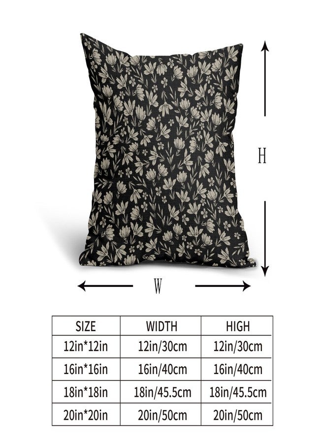 Aytipun Vintage Flower Pillow Covers 18x18 Set of 2 Rustic Cute Small Floral Black Brown Old Style Decorative Throw Pillows Outdoor PillowCase Farmhouse Linen Cushion Case Decor for Home Sofa Couch Bed - Image 5