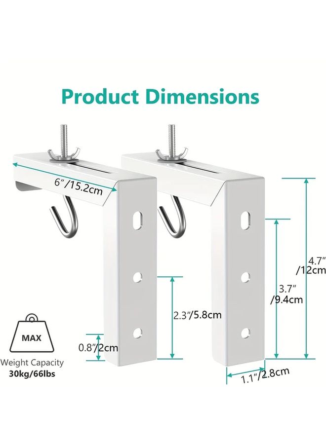 Universal Projector Screen Ceiling Mount Wall Hanging Mount L Brackets 6 Inch Adjustable Extension With Hook Kit White Holds Up To 66 Lbs - Image 3