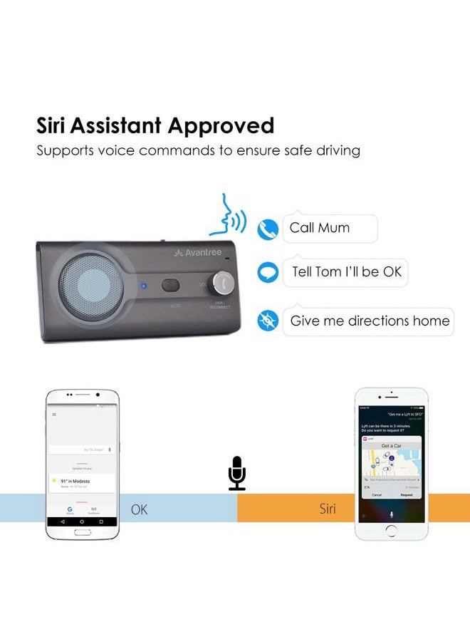 Avantree - CK11 Hands Free Bluetooth 5.0 Car Kits, 3W Loud Speakerphone, Support Siri Assistant & Motion Auto On Off, Volume Knob, Wireless in Car Handsfree Speaker with Visor Clip - Titannium - Image 1