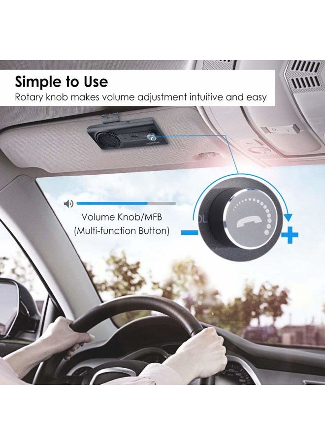Avantree - CK11 Hands Free Bluetooth 5.0 Car Kits, 3W Loud Speakerphone, Support Siri Assistant & Motion Auto On Off, Volume Knob, Wireless in Car Handsfree Speaker with Visor Clip - Titannium - Image 1