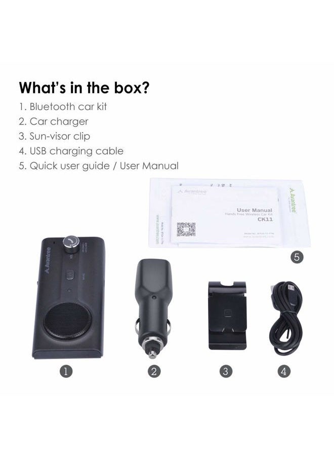 Avantree - CK11 Hands Free Bluetooth 5.0 Car Kits, 3W Loud Speakerphone, Support Siri Assistant & Motion Auto On Off, Volume Knob, Wireless in Car Handsfree Speaker with Visor Clip - Titannium - Image 1