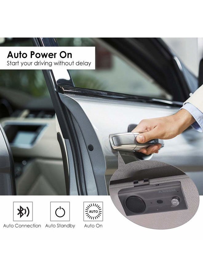 Avantree - CK11 Hands Free Bluetooth 5.0 Car Kits, 3W Loud Speakerphone, Support Siri Assistant & Motion Auto On Off, Volume Knob, Wireless in Car Handsfree Speaker with Visor Clip - Titannium - Image 1