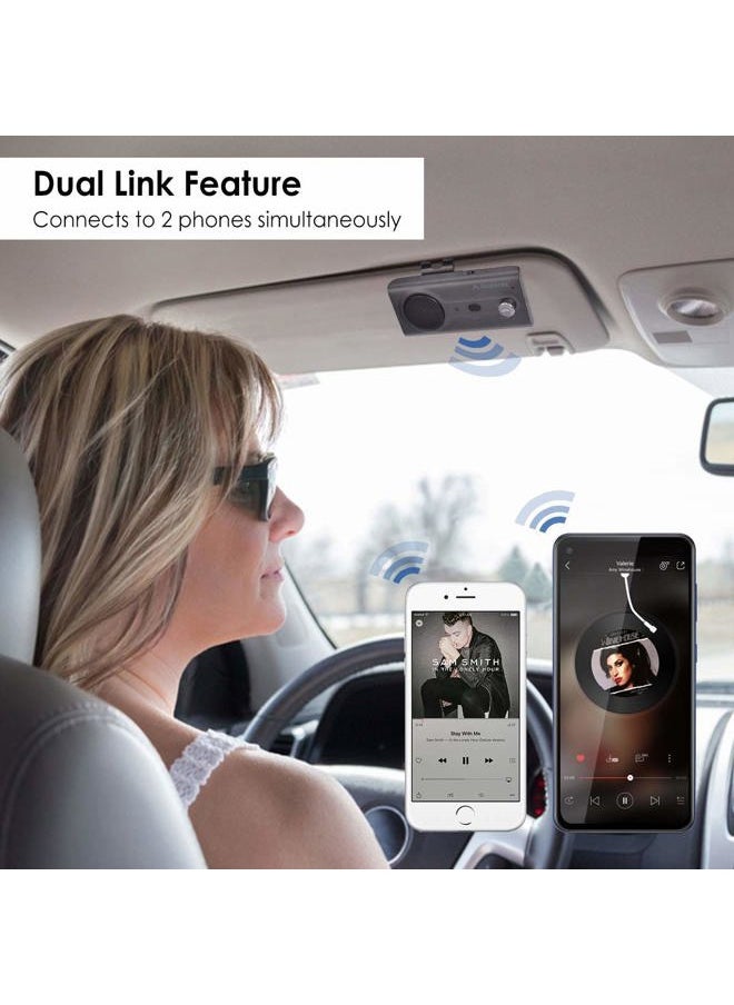 Avantree - CK11 Hands Free Bluetooth 5.0 Car Kits, 3W Loud Speakerphone, Support Siri Assistant & Motion Auto On Off, Volume Knob, Wireless in Car Handsfree Speaker with Visor Clip - Titannium - Image 1