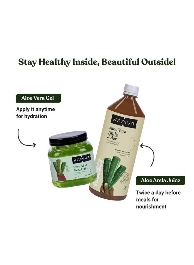 Kapiva عصير كابيفا الألوة والأملاء + جل الألوة فيرا | مجموعة أيورفيدا لبشرة أكثر صفاءً وشعر أقوى (1 لتر + 500 جرام) - Image 2