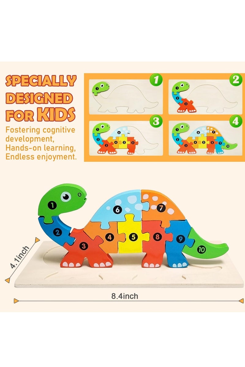 2 Pack Wooden Puzzles for Kids 3-5 Years Old, 2 Dinosaur Puzzles, Ideal Gift for Toddlers - Image 3