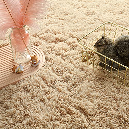 Andecor Soft Fluffy Bedroom Rugs, 5 x 8 Feet Indoor Shaggy Plush Area Rug for Boys Girls Kids Baby College Dorm Living Room Home Decor Floor Carpet, Camel - Image 5