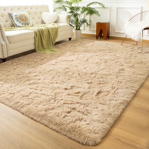 Andecor Soft Fluffy Bedroom Rugs, 5 x 8 Feet Indoor Shaggy Plush Area Rug for Boys Girls Kids Baby College Dorm Living Room Home Decor Floor Carpet, Camel - Image 2