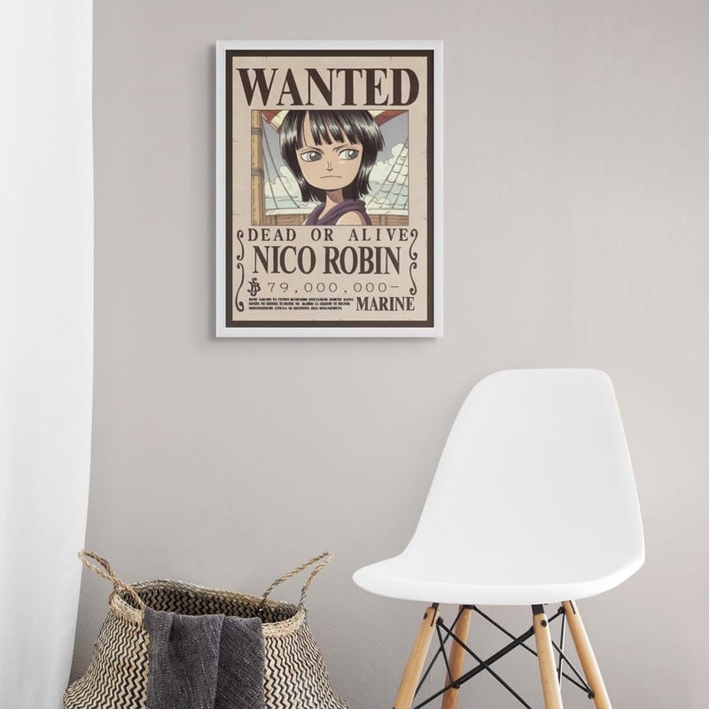Art Decor Framed Fine Art of One Piece Wanted Poster Wall Art Nico Robin Artwork Anime Portrait Art Print Wall Décor for Bedroom Boys' Room Living Room Gaming Room 45x60cm - Image 3