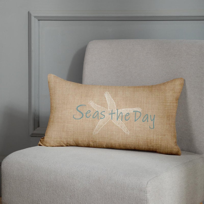 Emvency Linen Throw Pillow Cover Seas Day Vintage Beach Starfish Canvas Look Decorative Pillow Case Whimsical Home Decor Rectangle Queen Size 20x30 Inch Cushion Pillowcase - Image 5