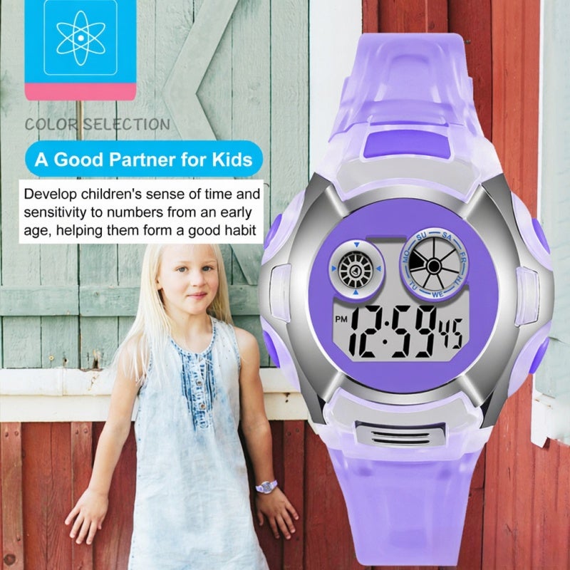 9034 Kids Stylish Sport Watch Multifunctional Digital Wristwatch with LED Luminous/Alarm/Life Waterproof/Stopwatch/Hourly Chime/Week and Date Display Children Electronic Watch for Boys Girls - Image 4