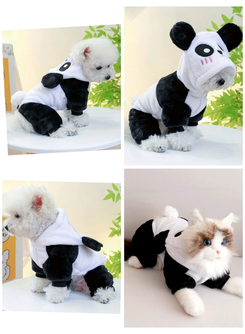A.M Panda Cartoon Dog And Cat Suit Winter Autumn Plush Pet Overalls Dog Pant Dog Onesie Soft Puppy Clothes for Small Medium Large Dogs and Cats - Image 1