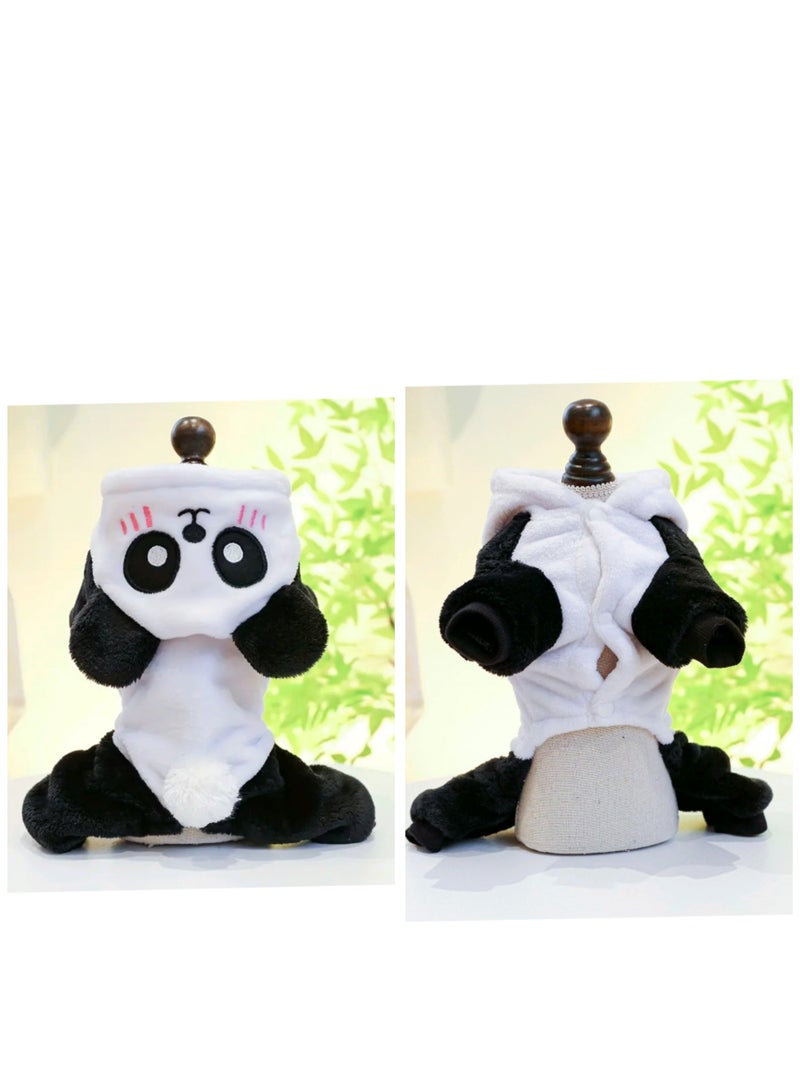 A.M Panda Cartoon Dog And Cat Suit Winter Autumn Plush Pet Overalls Dog Pant Dog Onesie Soft Puppy Clothes for Small Medium Large Dogs and Cats - Image 3