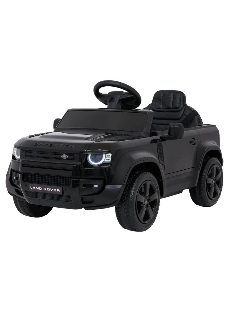 Land Rover Defender 12V Electric Ride-On Car for Kids, Black, with 2.4GHz Parental Remote Control, Seat Belt & LED Lights - Image 1