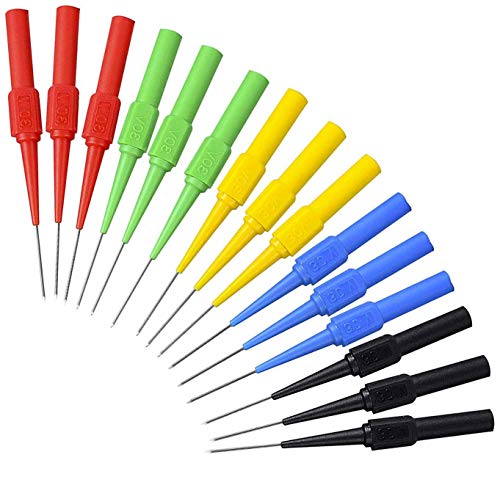 Bstenky 15pcs Test Back Probe Pin,0.7mm on-Destructive Pin Test Probes Pin Insulation Piercing Needle Multimeter Test Probe for 4mm Banana Plug - Image 5