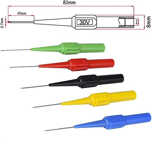 Bstenky 15pcs Test Back Probe Pin,0.7mm on-Destructive Pin Test Probes Pin Insulation Piercing Needle Multimeter Test Probe for 4mm Banana Plug - Image 2