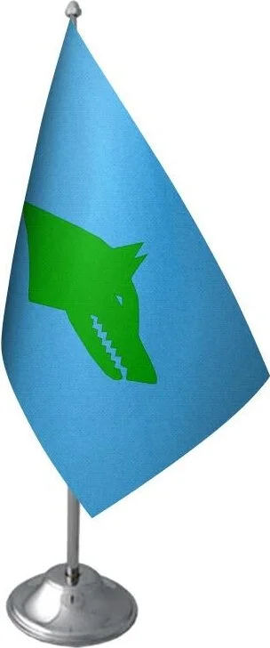 ساترنديزاين Table Top Gokturk State Flag Chrome Pole Table Flag Set