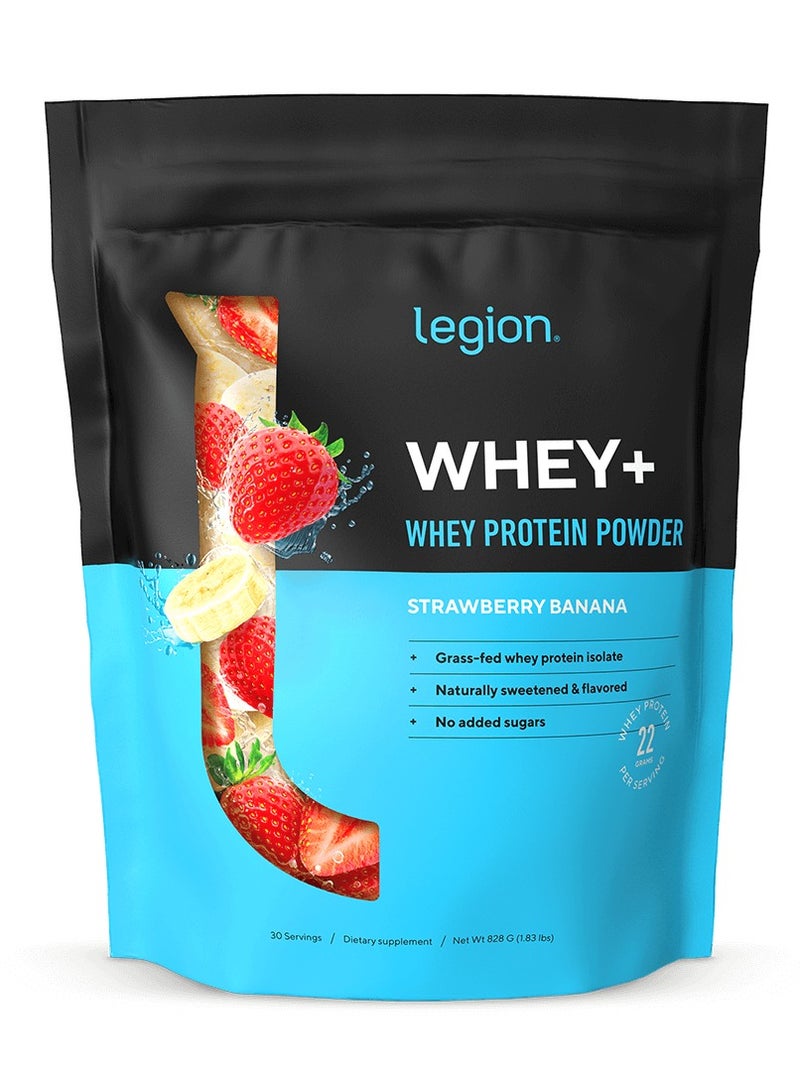 Legion Athletics Whey + Protein Powder Strawberry Banana Flavor Naturally Sweetened And Flavored, Grass fed Isolate, No Added Sugars, 30 Servings NET WT 828 G / 29.1 OZ / 1.81 LBS - Image 1