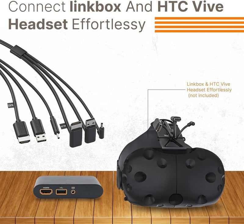 Skywin - 3-in-1 VR Backpack Cable, Compatible with HP Z VR Backpack and HTC Vive - 1Meter Cable for Linkbox and Headset Connection (3.2 Feet, Black) - Image 3