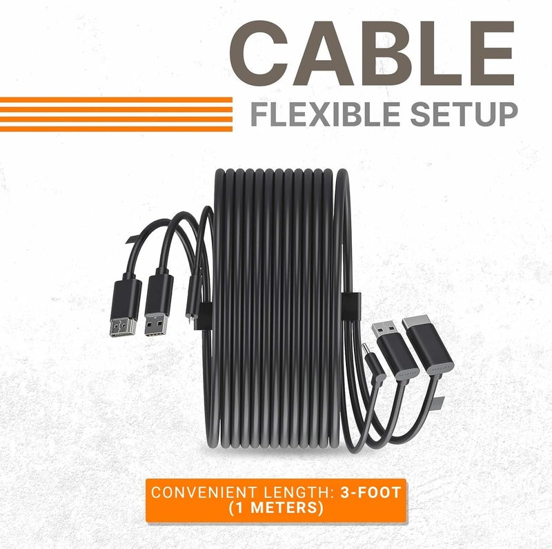 Skywin - 3-in-1 VR Backpack Cable, Compatible with HP Z VR Backpack and HTC Vive - 1Meter Cable for Linkbox and Headset Connection (3.2 Feet, Black) - Image 2
