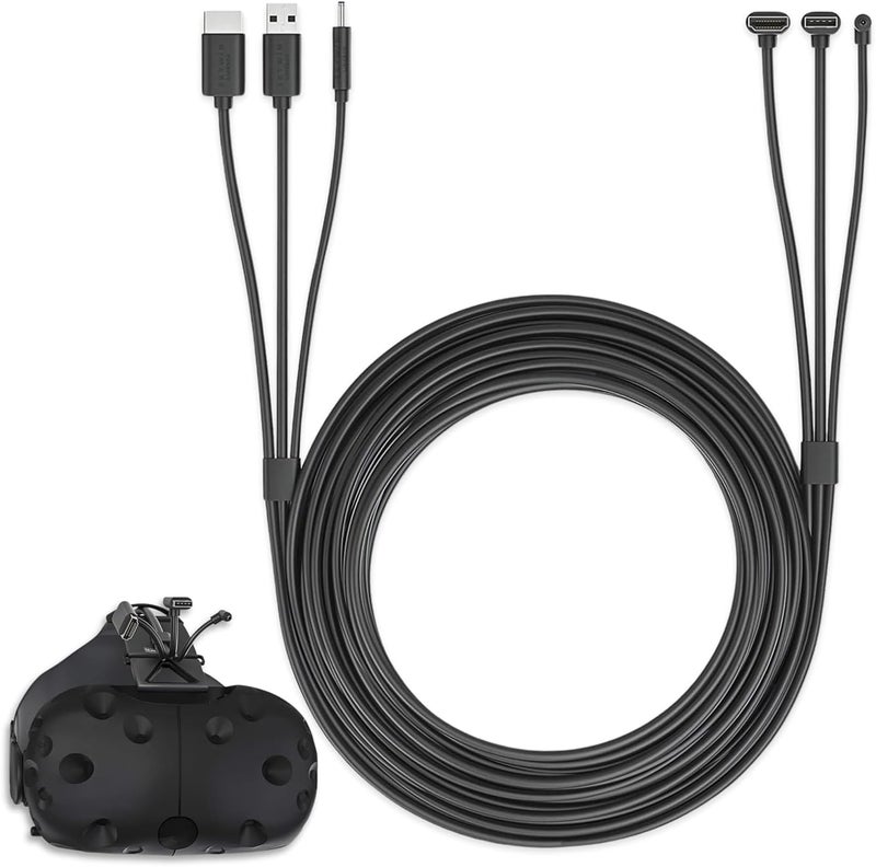 Skywin - 3-in-1 VR Backpack Cable, Compatible with HP Z VR Backpack and HTC Vive - 1Meter Cable for Linkbox and Headset Connection (3.2 Feet, Black) - Image 1
