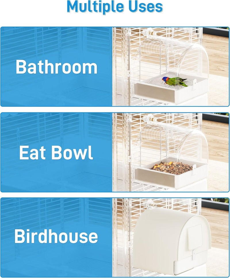 BUCATSTATE Hanging Bird Bath for Cage,3 in 1 Multifunction Bird Bath/Bowl/House Bird Bath Bowl,Bird Cage Accessories Suitable for Small to Medium Birds,Like Lovebirds,Finches,Parakeets,Mannikin - Image 4