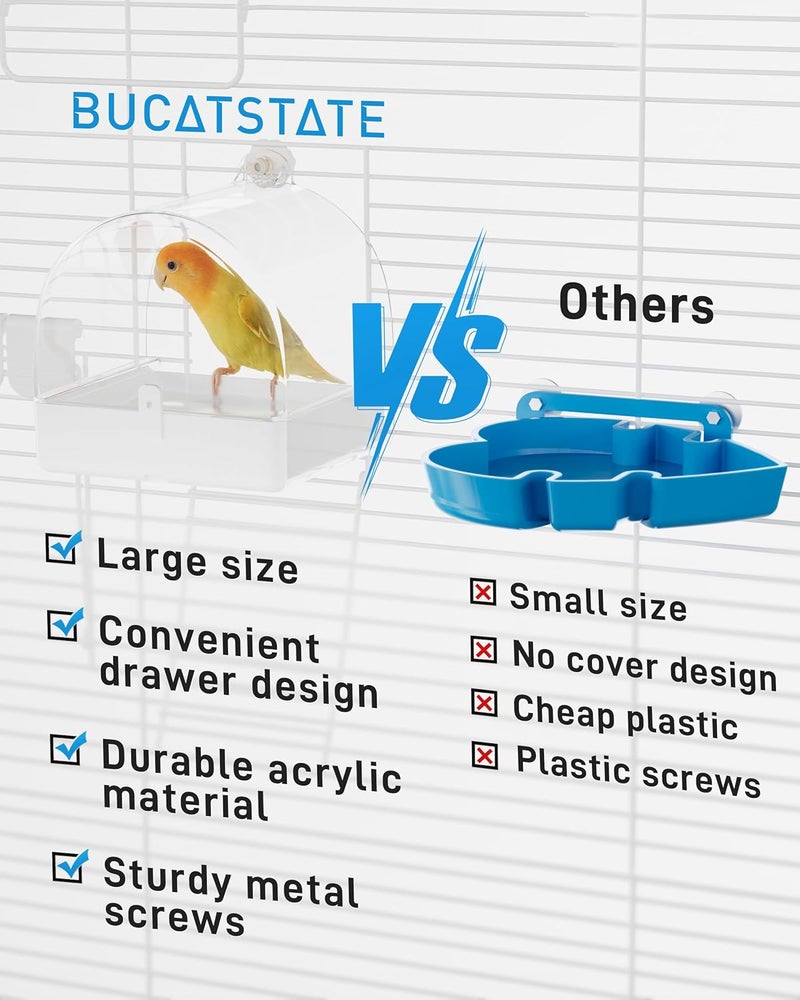 BUCATSTATE Hanging Bird Bath for Cage,3 in 1 Multifunction Bird Bath/Bowl/House Bird Bath Bowl,Bird Cage Accessories Suitable for Small to Medium Birds,Like Lovebirds,Finches,Parakeets,Mannikin - Image 5