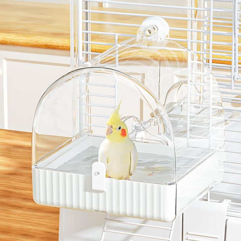 BUCATSTATE Hanging Bird Bath for Cage,3 in 1 Multifunction Bird Bath/Bowl/House Bird Bath Bowl,Bird Cage Accessories Suitable for Small to Medium Birds,Like Lovebirds,Finches,Parakeets,Mannikin - Image 1