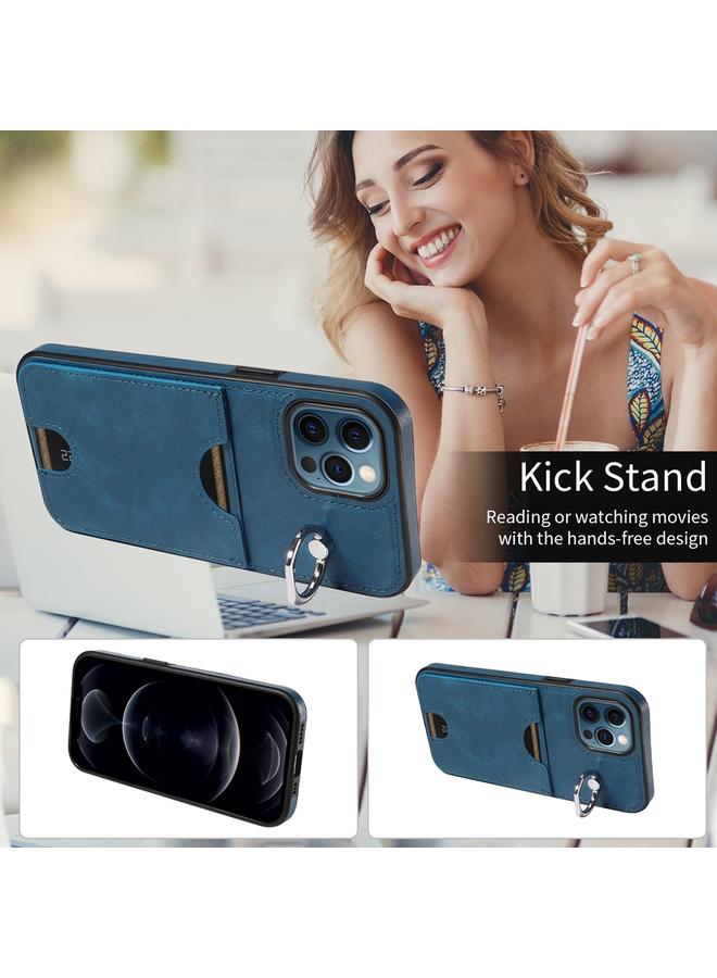 اس-توب جراب لهاتف iPhone 12 Pro Max من جلد العجل مع حامل حلقي وفتحة للبطاقات - Image 4