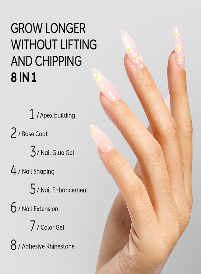 Nicedeco Builder Nail Gel 15ML Clear Base Gel 8 in 1 Strengthener Hard Gel Builder Extension Nail Art Design-009 - Image 3