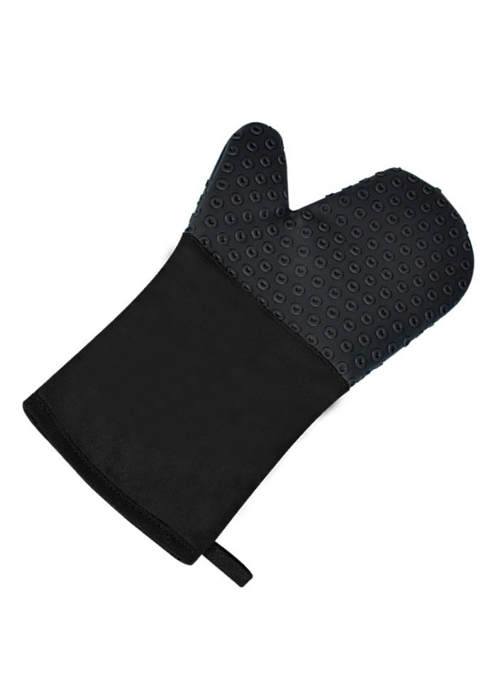 xozgdovg Kitchen microwave oven heat proof baking gloves Short five-finger silicone gloves Oven non-slip heat resistant gloves Black 