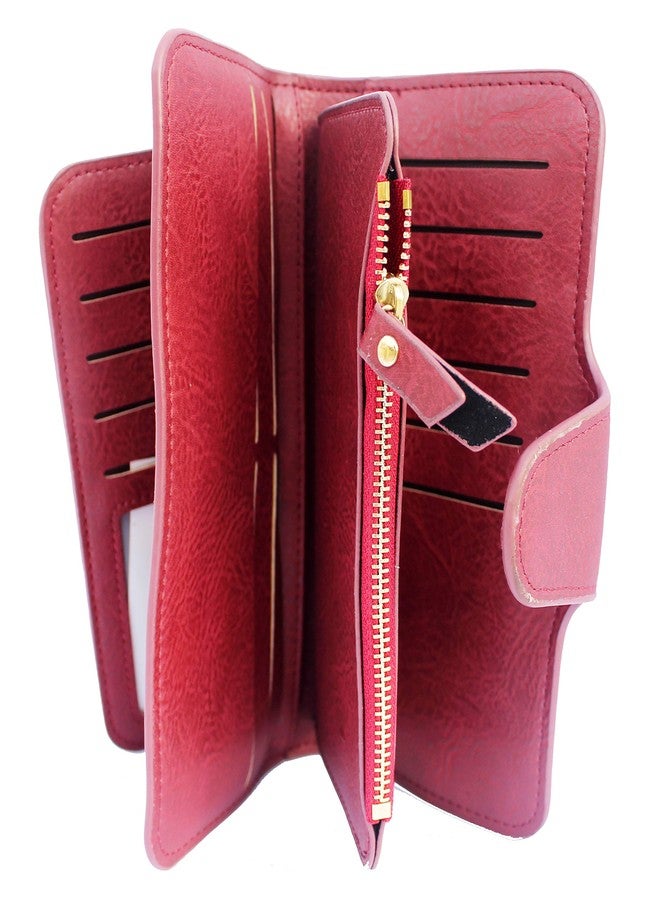 Alexvyan Women's Long Purse Wallet Female Hand Clutch Women/Ladies/Girls Wallets Card Holder 3 Pocket (Cherry Long) - Image 2