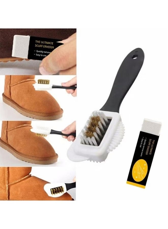 4 in 1 Leather Brush Cleaner with Rubber Eraser Multi Function Suede Shoe Boot Cleaning Brush Kit for Leather Shoes Boots Sneakers Bags and Car Seats - Image 2