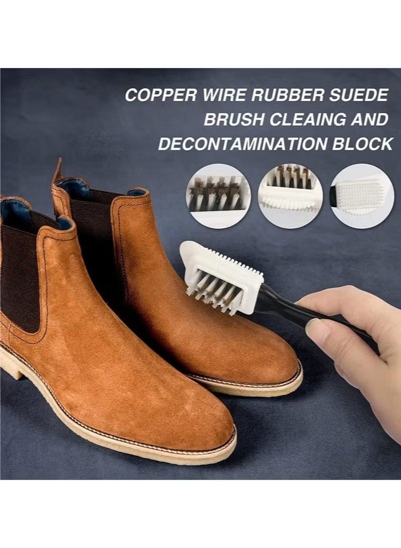 4 in 1 Leather Brush Cleaner with Rubber Eraser Multi Function Suede Shoe Boot Cleaning Brush Kit for Leather Shoes Boots Sneakers Bags and Car Seats - Image 3