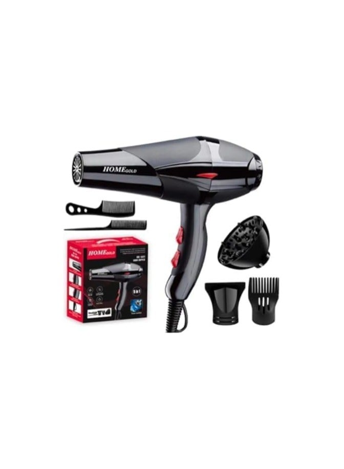 هوم جولد مجفف شعر 5 في 1 بقوة 4000W من هوم جولد بأداء تجفيف قوي وإعدادات متعددة وعناية أيونية وخاصية حماية من الحرارة الزائدة HG-681، أزرق فاتح - Image 2