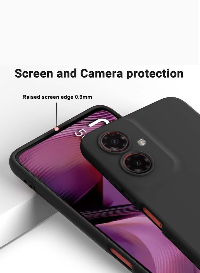 دبليو تيك غطاء جراب سيليكون سائل ناعم ممتاز من موتورولا موتو G55 5G 2024 - أسود - Image 2