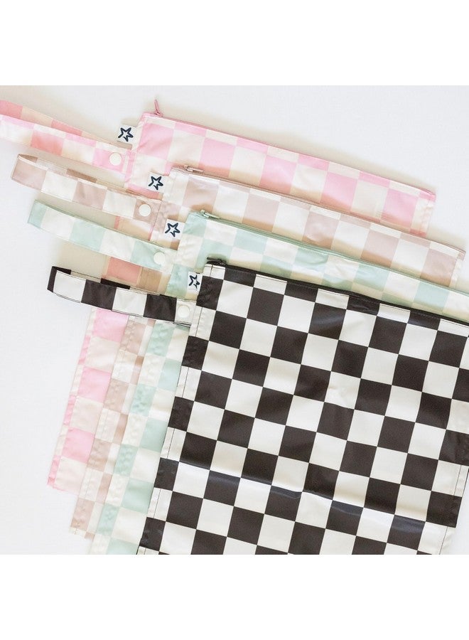 Tiny Twinkle Mess-Proof Wet Bags 2 Pack Waterproof And Washable Bag For Travel Storage, Stroller, Daycare, Baby Diapers, Yoga, Beach, Pool, Wet Toddler Swimsuits (Unisex Checkers) - Image 5