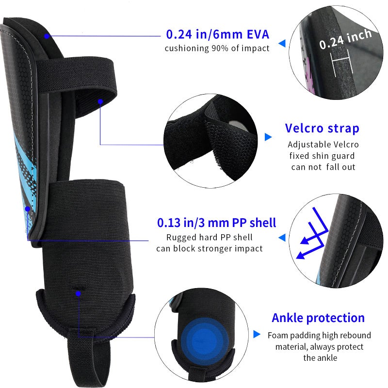 newox Soccer Shin Guards Kids Youth Toddler - Shin Pads Protection Boys Shin Guards Soccer Youth - Soccer Shin Guards for Kids 3-15 Years Old Girls Boys - Image 4