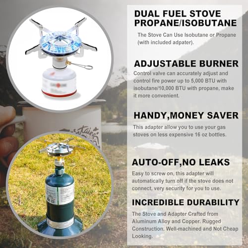 RANDDER Propane Stove Portable Isobutane Camping Stove with Gas Adapter - 10,000 BTU Single Burner Backpacking Camp Stove for Hiking, Emergency, Outdoor(Include Carrying Case) - Image 2