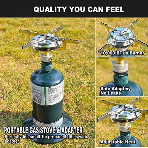 RANDDER Propane Stove Portable Isobutane Camping Stove with Gas Adapter - 10,000 BTU Single Burner Backpacking Camp Stove for Hiking, Emergency, Outdoor(Include Carrying Case) - Image 5