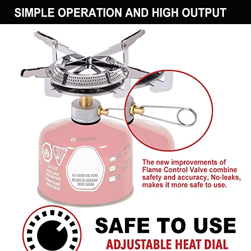 RANDDER Propane Stove Portable Isobutane Camping Stove with Gas Adapter - 10,000 BTU Single Burner Backpacking Camp Stove for Hiking, Emergency, Outdoor(Include Carrying Case) - Image 3