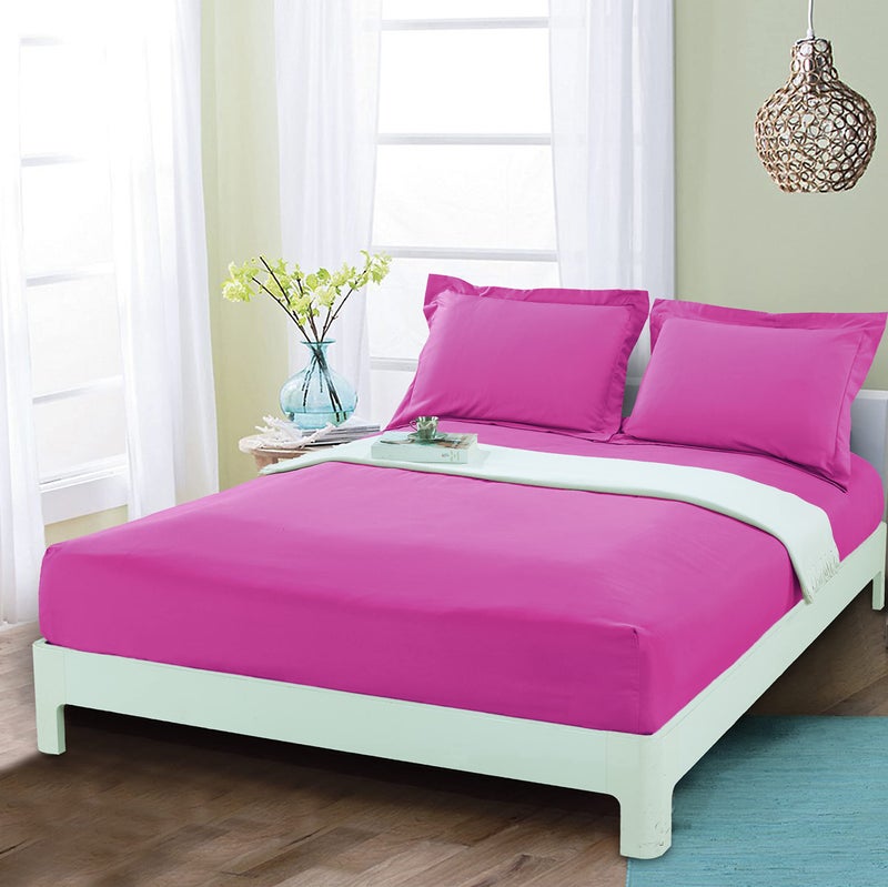 Mocassi Queen Fitted Sheet  Deep Pocket Cooling Sheets up to 16 inch  Hotel Luxury 1800 Premier  Softest Sheets  Wrinkle Resistant  1 Single Bottom Fitted Sheet Queen Hot Pink