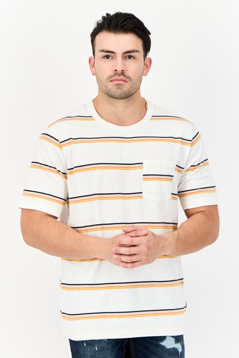 DOCKERS Men Crew Neck Short Sleeves Stripe T-Shirt, Off White  - Image 1