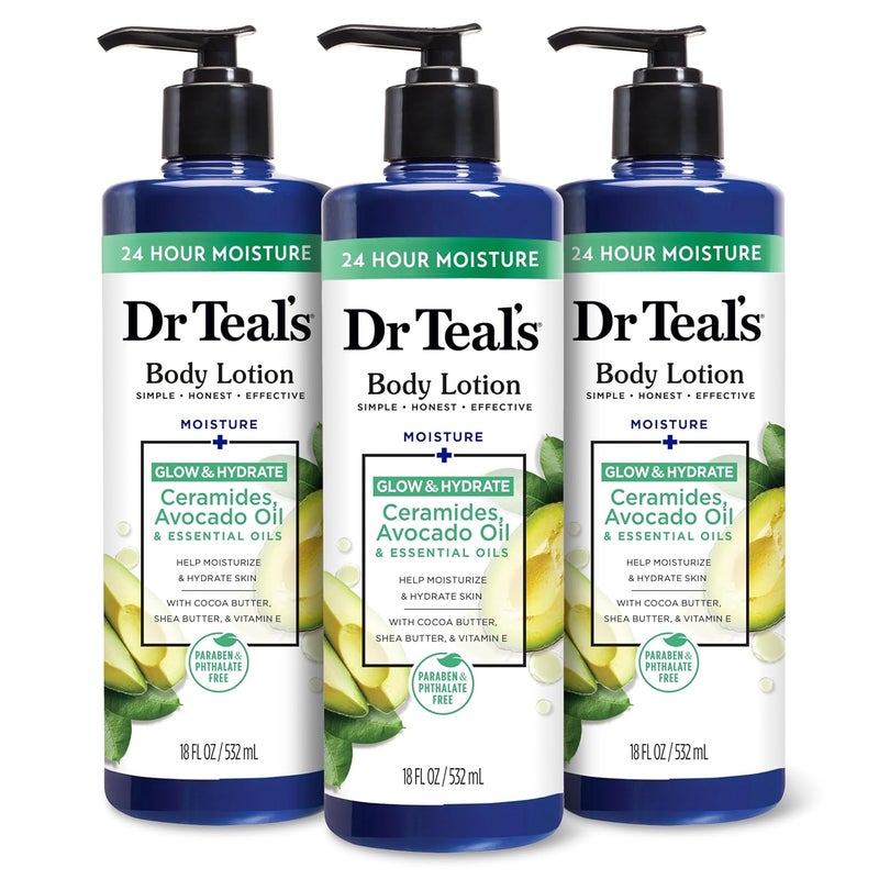 Dr Teal's Dr Teals Body Lotion Glow  Hydrate Ceramides  Avocado Oil 18 fl oz Pack of 3 