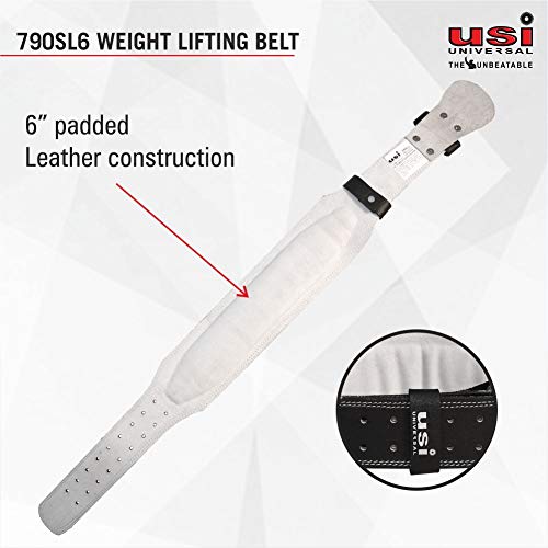 USI UNIVERSAL Padded Weight Lifting Belt, 790SL6 Leather & Metal Construction, Suede Leather Lining, Weight Belt for Deadlift, Squat & Weightlifting for Men & Women (6 Inch, Black, M) - Image 4